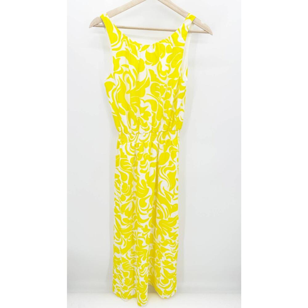 Ann Taylor Womens Yellow Floral Maxi Dress Size 2 Boho Vaca Summer Cruise